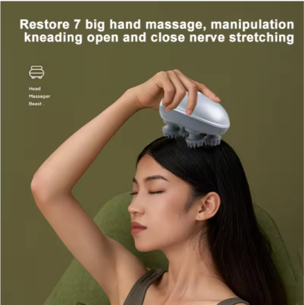 Handheld Electric Scalp & Neck Massager – 4 Rotating Heads, IPX6 Waterproof