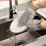 Oil-free steel wire silver kitchen gloves