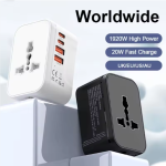 Pocket-Sized Universal Travel Adapter | 4-Port Fast Charging (2 USB-C & 2 USB-A) | Compact & Lightweight for International Travel