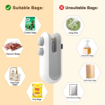 Handheld USB Rechargeable 2-in-1 Mini Heat Vacuum Food Sealer & Cutter – Portable Plastic Bag Sealing Machine for Household Food Packaging