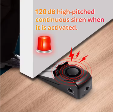 Portable Door Stop Alarm–ব্যাটারি চালিত, ১২০ ডেসিবেল অ্যালার্ম সহ দরজা নিরাপত্তা ডিভাইস
