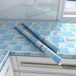 1 Pcs Kitchen Wallpaper oil proof Sticker (দৈর্ঘ্য- ৯ ফুট, প্রস্ত -২ ফুট) -Light Blue
