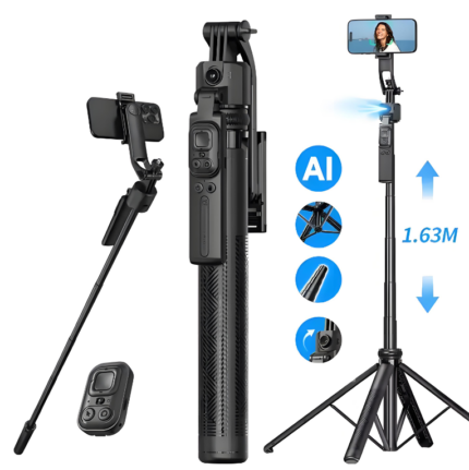 AI Face Tracking Gimbal Stabilizer 360 Degree Foldable Tripod & Selfie Stick with Remote Control