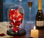 Rose in Glass Dome with LED Lights