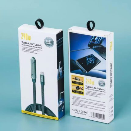 240W Type-C to Type-C Fast Charging Cable with Built-in Folding Phone Stand