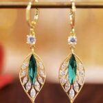 Green Teardrop Leaf Hoop Earrings - Image 3